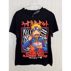Naruto Ichiraku Ramen Shop Anime Graphic T-Shirt Black L